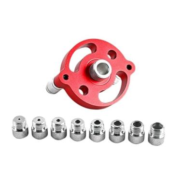 Imagem de Fenteer Kit de gabarito para furador de bolso, guia e localizador de furos de madeira, kit de broca de gabarito para cavilha autocentrante para furador, Vermelho
