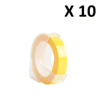 Imagem de Kit 10 Fitas Vinil Compatível Dymo Manual 3DLY25 Amarela 9mm - Genéric