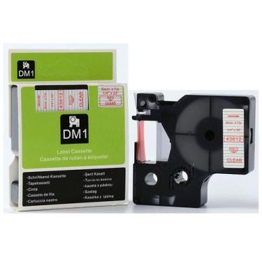 Imagem de Fita Compatível Dymo D1 43612 Incolor Letra Vermelha 6mm - Genérica Dy