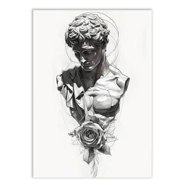 Imagem de Placa Decorativa Estatua Grega Rosa Ilustração Tattoo Decoração Poster Quarto Sala