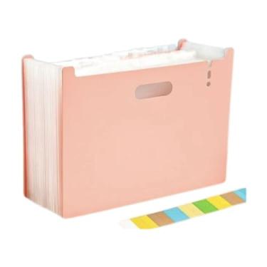 Imagem de Pasta Sanfonada A4 -Adequado para escritórios, armazenamento de documentos(Rosa 13 Divisões,Divisões)