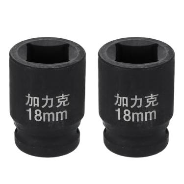 Imagem de HARFINGTON 2 peças soquete quadrado de 4 pontos 1/5.1 cm Drive 18 mm soquete de impacto quadrado métrico CR-V Blackening luva de roda padrão ferramenta de manga pneumática para reparo de automóveis