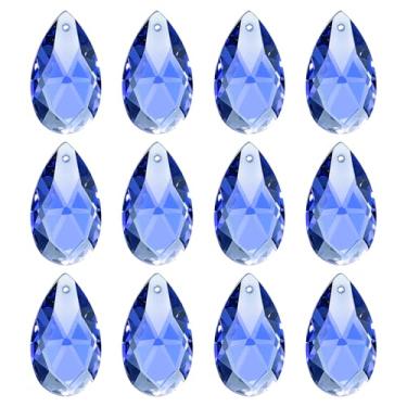 Imagem de PATIKIL Pingentes de cristal K9, contas de gota, pacote com 12 peças de prismas de lustre de 28 mm, contas penduradas, lâmpada faça você mesmo para decoração de artesanato, azul escuro
