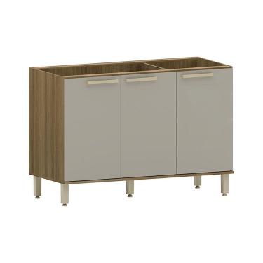 Imagem de Balcão De Pia 120cm 3 Portas Sem Tampo Isis Luciane Móveis Avelã-mocca Laca