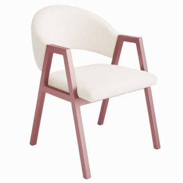 Imagem de Cadeira de Jantar Antonella Boucle Estilo Poltrona Com Pés Rosê - 7 De
