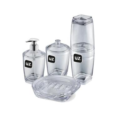 Imagem de Kit Banheiro Lavabo Conjunto Porta Escova Com Tampa Sabonete Liquido S