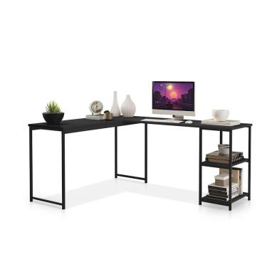 Imagem de Mesa Em L Office Em Mdf Estilo Insdustrial Klm Store Preto