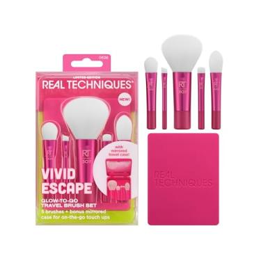 Imagem de Real Techniques Vivid Escape Kit de pincéis de viagem que brilham para viagem, conjunto de 6 peças