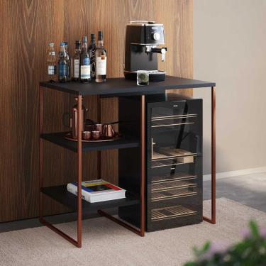 Imagem de Aparador Adega Industrial Bar Barzinho Bourbon Aço Cobre e Preto 80 Cm