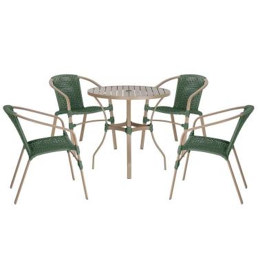 Imagem de 04 Cadeiras Floripa E Mesa Roma 100cm Fendi Trama Verde