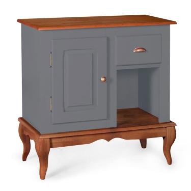 Imagem de Gabinete para Banheiro 1 Porta 1 Gaveta com Pés Luiz XV Dália 3064 - Cinza/Imbuia Glazer