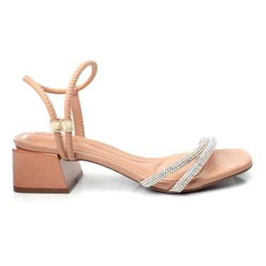 Imagem de Sandália salto baixo bloco com cristais beira rio, Nude, 37