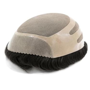 Imagem de HAIR NATURE Peruca masculina de cabelo humano, reposição de peças de cabelo para homens, sistema de cabelo humano, densidade 130% mono fino 8x10#4