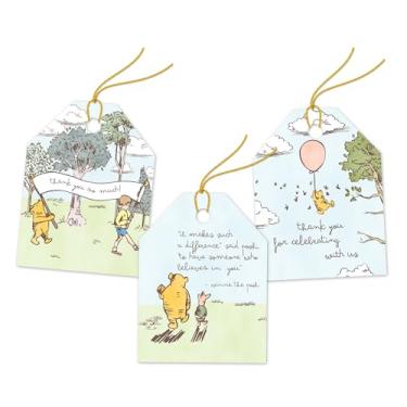Imagem de Pro Supply Global 24 unidades de etiquetas de presente pré-amarradas do Ursinho Pooh de 6 x 7,8 cm com desenhos impressos variados em etiquetas grandes para pendurar em cartolina – Ideal para usar em