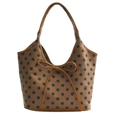 Imagem de Sacola de nylon para mulheres, bolsas de ombro de bolinhas para mulheres, bolsa leve e despojada, grande, bolsa Hobo de viagem, academia, pernoite 2026, Nylon-cáqui - tamanho único, One Size