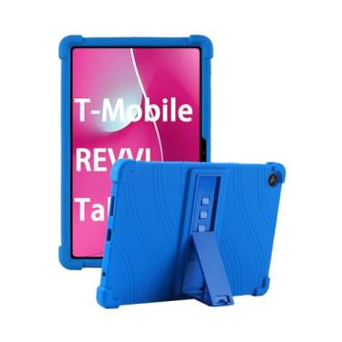 Imagem de Capa para tablet T-Mobile REVVL Tab 2 de 10,1 polegadas 2025 - Capa de silicone macio adequada para crianças com suporte ajustável, compatível com T-Mobile REVVL Tab 2 5G 25.7 cm (azul)