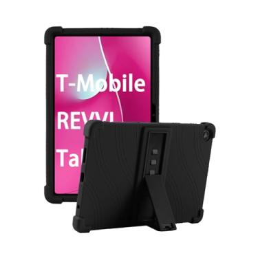 Imagem de Capa para tablet T-Mobile REVVL Tab 2 de 10,1 polegadas 2025 - Capa de silicone macio adequada para crianças com suporte ajustável, compatível com T-Mobile REVVL Tab 2 5G 25.7 cm (preto)