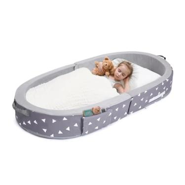Imagem de Mooedcoe Cama dobrável para crianças, com laterais, cama dobrável para viagem, berço de espuma
