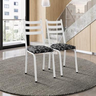 Imagem de Conjunto com 2 Cadeiras para Cozinha Europa Branco/ Preto Flor