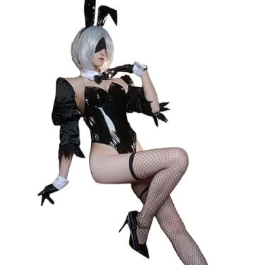 Imagem de KIRA KIRA NieR: Conjunto completo Autômata Bunny Girl 2B Cosplay Doki-R Yorha No. 2 Tipo B uniforme preto, Preto, Medium