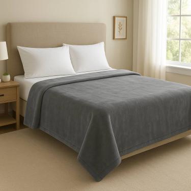 Imagem de Manta Blanket High 300 Toque de Seda Queen 220x240cm - Kacyumara - Cinza Claro