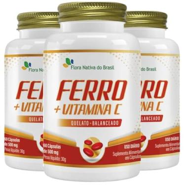 Imagem de KIT 3X Ferro Quelato + Vitamina C 60 cápsulas - Flora Nativa