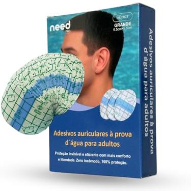 Imagem de Kids Need - Adesivo Protetor Auricular, Pacote com 60 Unidades - Tampão de Orelha Impermeável para usar Durante Banho ou Natação. Tamanho Único Infantil e Adulto (Bebê, Criança e Adulto) (1 Pacote Adesivos Transparente (60 adesivos), GRANDE 6.5cm X 9.5cm)