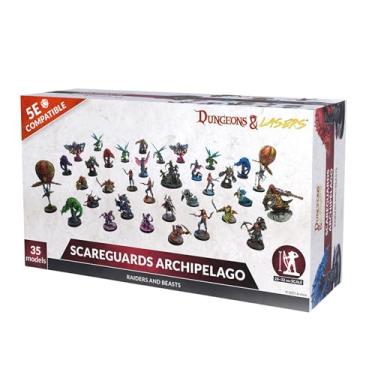 Imagem de Dungeons & Lasers Raiders and Beasts of The Scareguards Archipelago - DND Miniatures Set with 35 Models - Assembly and Painting Required - for 14 Years +