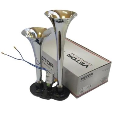 Imagem de Buzina Eletromagnética Duas Cornetas Cromadas - VETOR