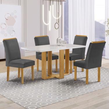 Imagem de Mesa de Jantar 4 Lugares Isadora Luisa com Vidro Cinamomo/Off White/Cinza - Cel Móveis