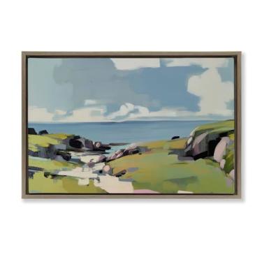 Imagem de Stupell Industries Tela flutuante marrom Green Bay Breeze Design de arte de parede por Elara Yasna, 43 x 63 cm