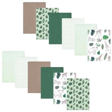 Imagem de Luvable Friends Hudson Baby Flanela Burp Panos, conjunto com 12 unidades, Verde selva, 14x20 inches