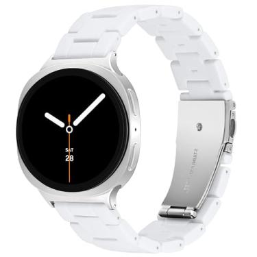 Imagem de G-ficu Pulseira de resina para Samsung Galaxy Watch 8 de 40 mm e 44 mm/Galaxy Watch 8 Classic de 46 mm, pulseira de substituição leve para Samsung Watch 8 - branca