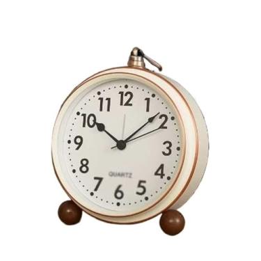 Imagem de ZzleoyuUUs-12 Despertador vintage redondo analógico relógio de cabeceira operado por bateria para sala de estar, quarto, escritório, escola, dormitório, mesa para decoração de mesa, despertador alto