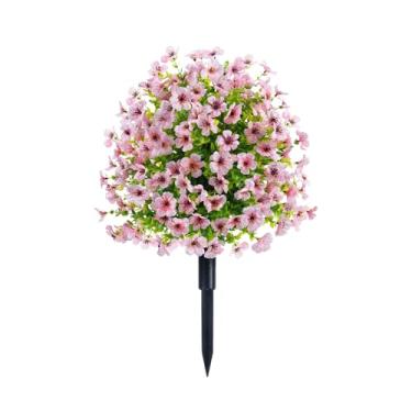 Imagem de Flores artificiais violetas, plantas falsas, flores de plástico, primavera, verão, varanda, pátio, decoração de jardim, decoração de casamento ao ar livre (rosa)