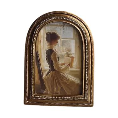 Imagem de Bothyi Moldura de resina para fotos ornamentada, porta-retratos versátil com design vintage, suporte para fotos pendurado ou de pé para loja, quarto, sala de, 6 Inch