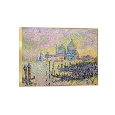 Imagem de Pintura famosa de arte de parede em tela para decoração de casa - Grande Canal - Pôster e impressões douradas para sala de estar 30 x 40 cm 12 x 16 pol