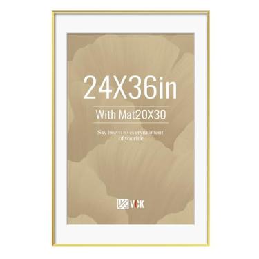 Imagem de VCK Moldura de pôster dourada de 61 x 91 cm, moldura de alumínio – exibe pôsteres de 50 x 76 cm com tapete ou 61 x 91 cm sem, montagem na parede, decoração de casa para sala de estar, escritório