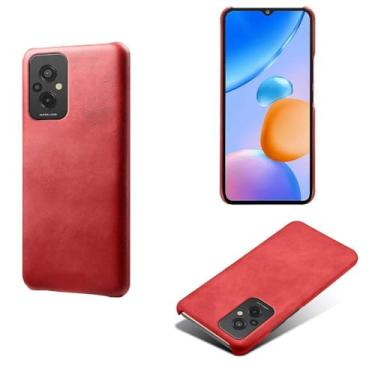 Imagem de Capa para Xiaomi Redmi 11 Prime 4G,Proteção contra quedas,Casca de volta de cor sólida simples,Design de couro de imitação de plástico-Red