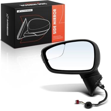 Imagem de A-Premium Espelho retrovisor elétrico do lado do motorista - compatível com Ford Fiesta 2011 - Retrovisor retrovisor externo preto liso dobrável manual aquecido com luz de seta vidro de ponto cego