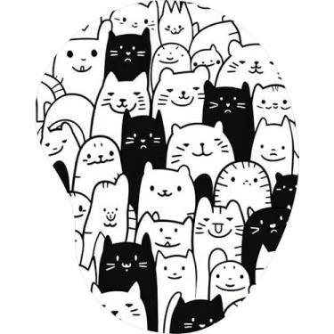 Imagem de Mouse Pad Ergonômico Gota Gatos Preto e Branco 42