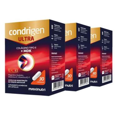 Imagem de Kit 3 Condrigen Ultra Colágeno Tipo 2 MDK UCII 30 Cápsulas - Maxinutri