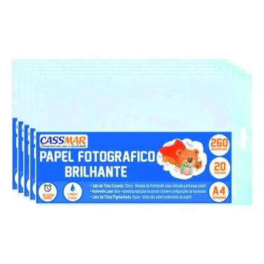 Imagem de Papel Fotográfico A4 Brilhante 260g Cassmar 100 fls