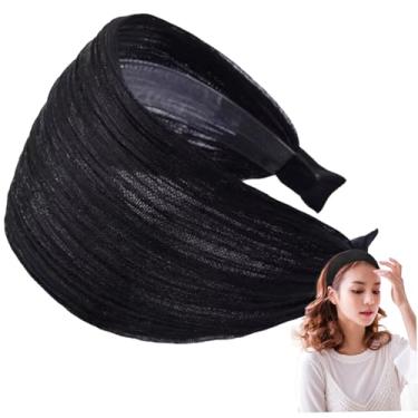 Imagem de Bandanas largas com dentes, faixas de cabelo extra largas modernas de 8 cm para mulheres, renda respirável para mulheres, faixas de cabelo elásticas para cabelos.