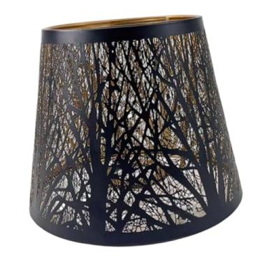 Imagem de Baoblaze Abajur de metal com padrão de árvore moderna, capa de abajur para arandelas de parede, cabeceira, sala de estar, hotel, Preto Grande