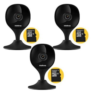 Imagem de Kit 3 Câmeras de Segurança WiFi iMX C Full HD com 3 Cartões de Memória