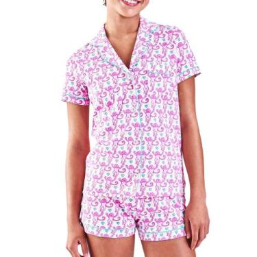 Imagem de Conjunto de pijamas femininos Zelbuck, moderno de 2 peças com estampa 