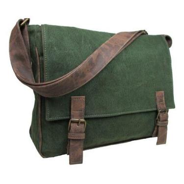 Imagem de Bolsa Carteiro Pasta Tiracolo Lona E Couro Eco Masculino Fem - CDP, Ve