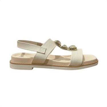 Imagem de Sandália Feminina Salto Baixo Modare Creme, Creme, Ouro claro light, 3