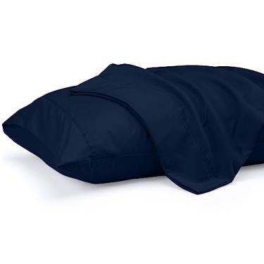 Imagem de Utopia Bedding Fronhas Queen Size Pacote com 2 – Microfibra Escovada Macia – Fecho de Envelope – Perfeita para Hospitais, Hotéis e Quartos de Hóspedes – Certificação Oeko-TEX, 50 x 76 cm (Azul-marinho